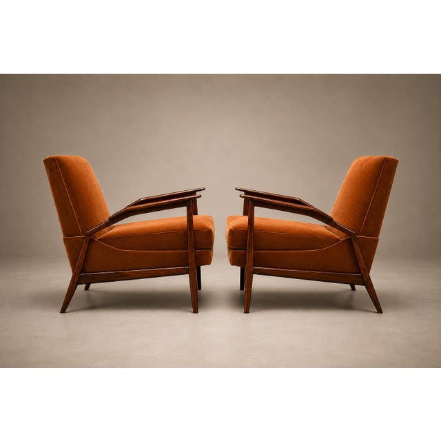 1960s Giuseppe Scapinelli Pair of Armchairs in Caviúna & Burnt Caramel Mohair Velvet, Brazil, 1950s For Sale - Image 5 of 18