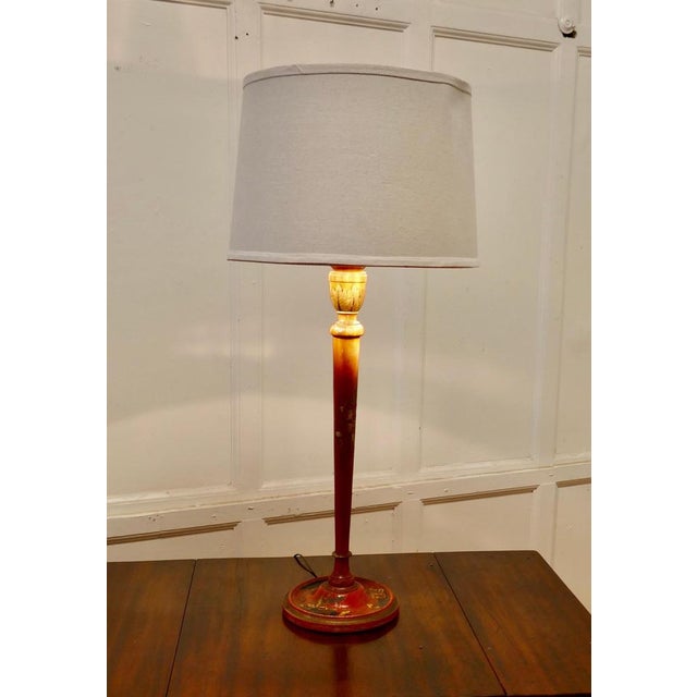 Chinoiserie lacquer table lamp This Chinoiserie lamp has a very unusual background colour it can only be described as...