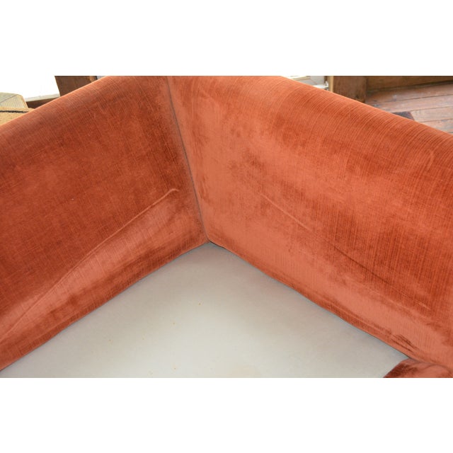 Vintage Mid Century Hickory Tavern / Lane Burnt Orange Upholstered Loveseat Sofa For Sale - Image 14 of 17
