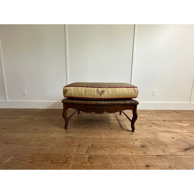 Late 18th Century Pair of French Bergère Chairs With Matching Ottoman - Custom Silk Upholstery For Sale - Image 9 of 13