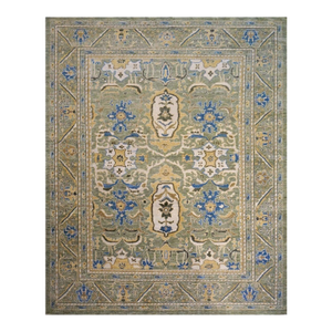 Afghan Sultanabad Wool 8x10 Blue, Ivory & Green Handmade Area Rug #1143685