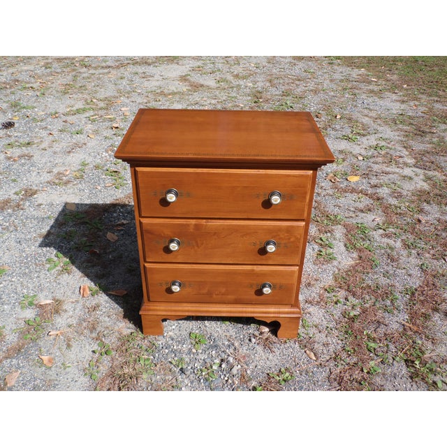 Vintage L. Hitchcock Stenciled Solid Maple Nightstand End Table Chairish