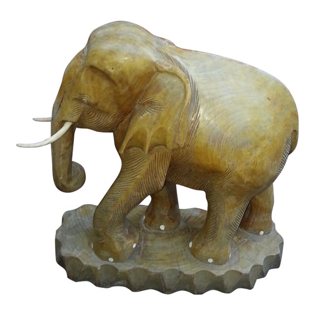HandCarved Wooden Elephant Chairish