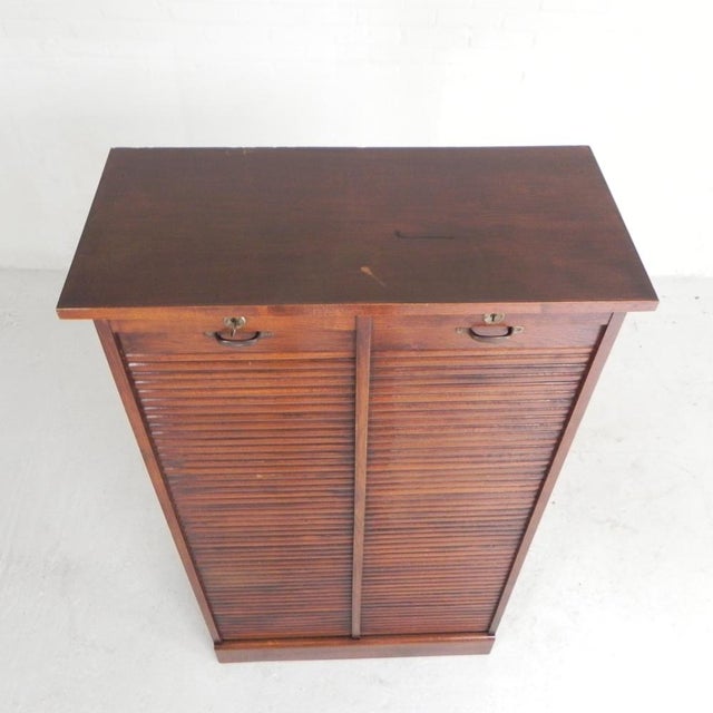 Wood Oak Roller Shutter Cabinet, 1930s For Sale - Image 7 of 18