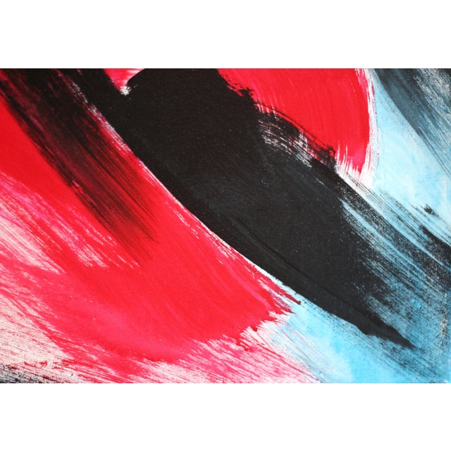 Green Contemporary Painting "Dancer in Red" Original Red Figurative Artwork on Abstract Green Canvas by Bettina Mauel For Sale - Image 8 of 9