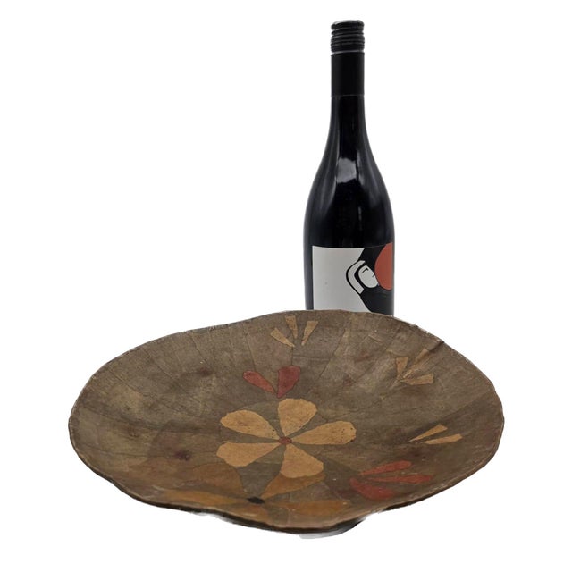 Paper Vintage Handcrafted Papier-Mâché Decorative Pedestal Bowl For Sale - Image 7 of 11
