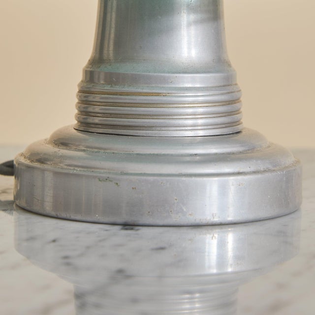 Aqua 1930s Petite French Art Deco Glass Table Lamp by Maison Desny For Sale - Image 8 of 10