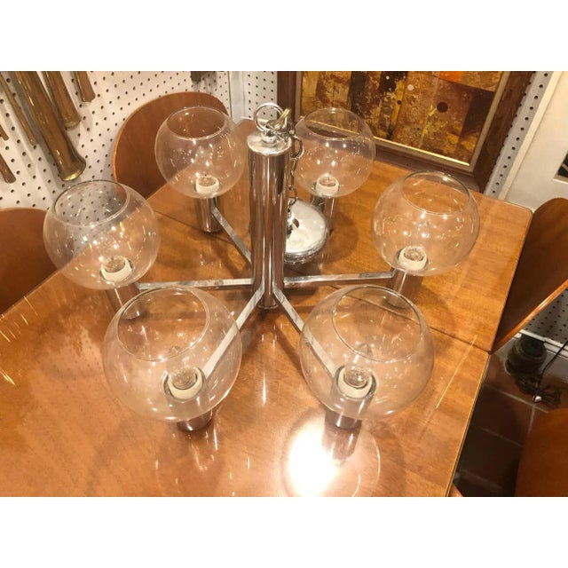 1960s Mid-Century Modern Chrome Sputnik Style Chandelier For Sale - Image 10 of 11