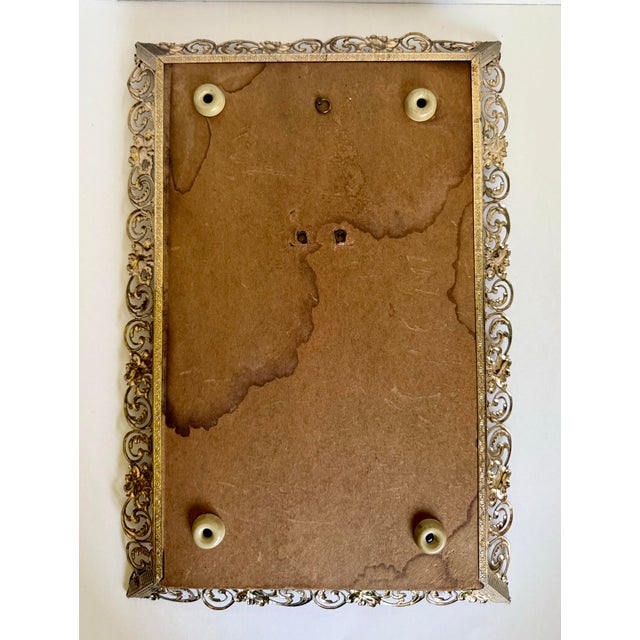 Vintage Hollywood Regency Pierced Gold-Tone Metal Wall or Vanity Mirror For Sale - Image 9 of 10
