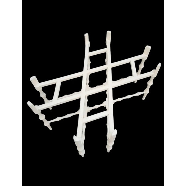 Off-white Massive Vintage CoastalSeashell Painted Off White Distressed Tray Top Coffee Table For Sale - Image 8 of 12