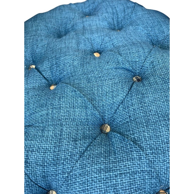 Textile Newly Reupholstered, Vintage Hand, Tied Springs Club Chair in Blue For Sale - Image 7 of 8