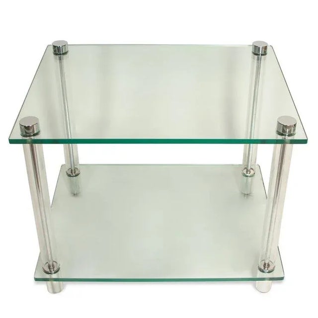 Modern Mason-Art Modern Two-Tier Chrome and Glass Side Table For Sale - Image 3 of 7
