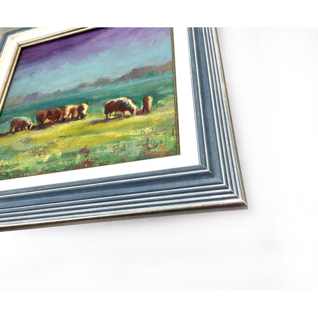 Framed Painting Original Animal Landscape Sheep Animal Art by Valeriya Serova For Sale - Image 4 of 11