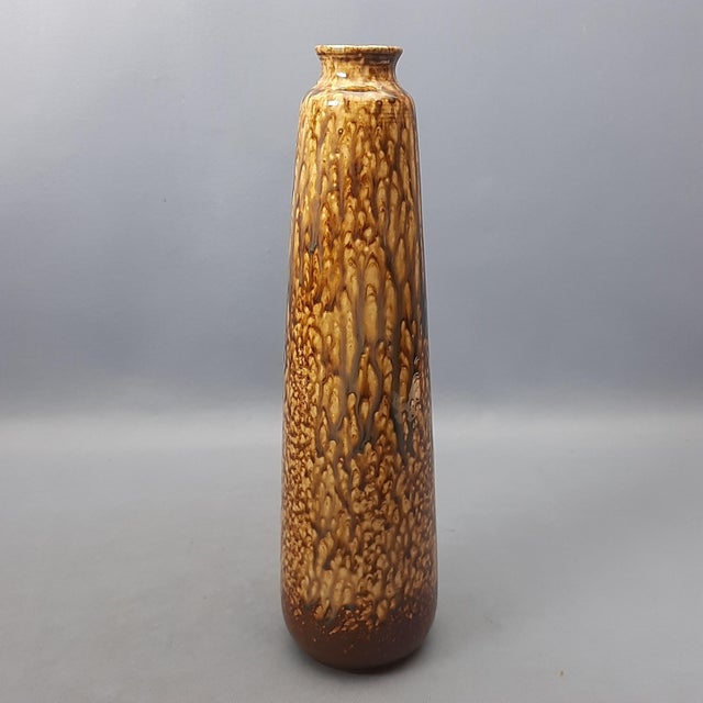 Vintage Brown Drip Glaze Majolica Ceramic Vase, 1970s For Sale - Image 4 of 11