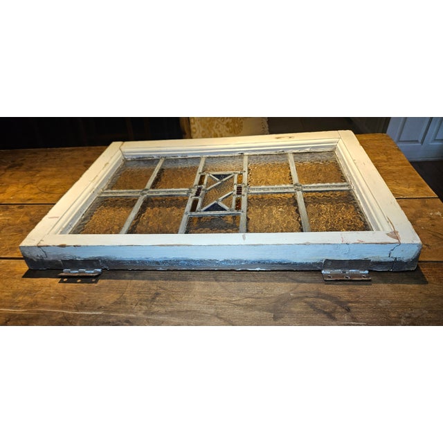 Antique New Orleans French Quater Stain Glass Window For Sale - Image 9 of 17
