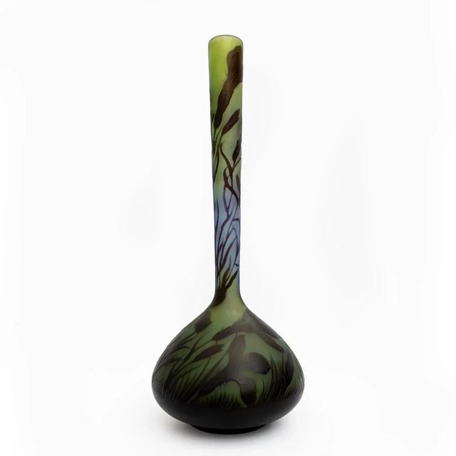 1900 - 1909 Art Nouveau Floral Decoration Cameo Bulb Glass Vase by Émile Gallé, France, 1900s For Sale - Image 5 of 11