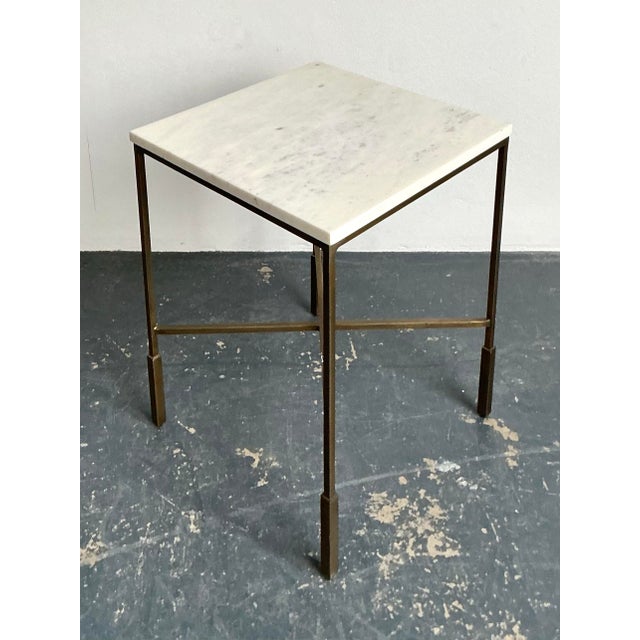 Vintage Boho Mecox Stone Top Side Table For Sale - Image 12 of 12