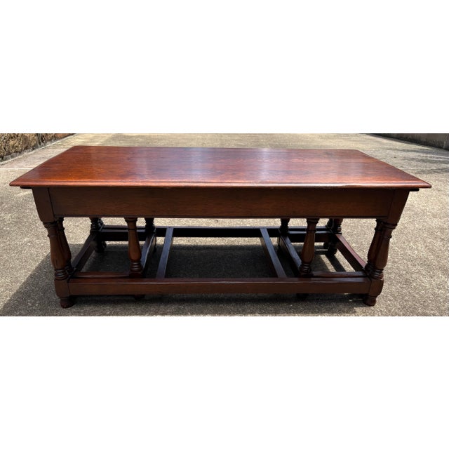 English Vintage Solid Wood Coffee Table With Two Nesting End Tables For Sale - Image 3 of 7