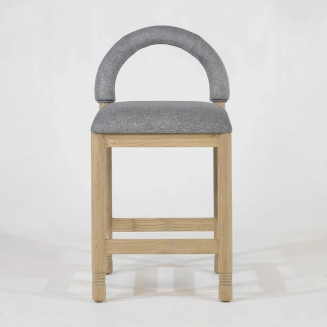 Heidi Teak & Light Grey Boucle Counter Stool For Sale - Image 4 of 9
