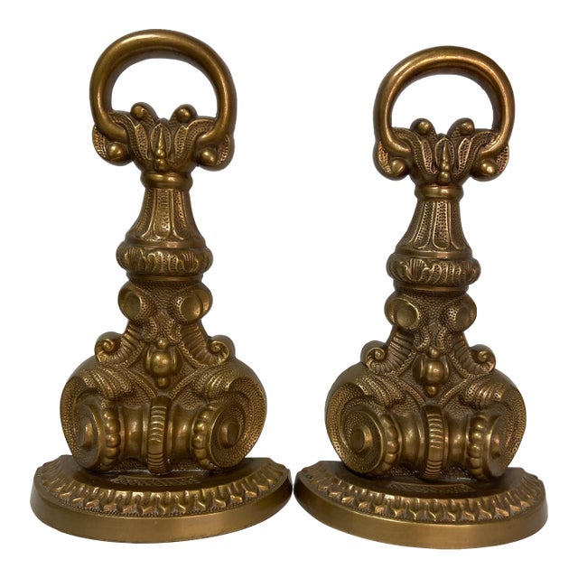 Late 20th Century Borghese Style Brass Bookends- a Pair For Sale
