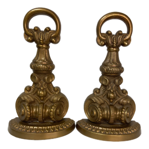 Late 20th Century Borghese Style Brass Bookends- a Pair
