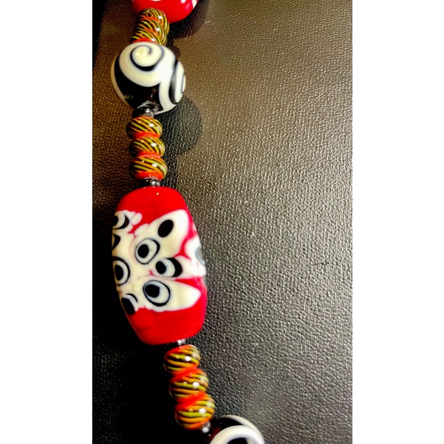 Contemporary Late 20th Century Venetian Glass Evil Eye Contemporary Millefiori Necklace For Sale - Image 3 of 6
