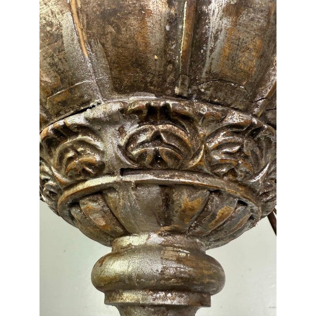 Italian Silvered Wood and Iron Six-Light Chandelier For Sale - Image 9 of 13