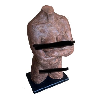 1960s Large 31-Inch Mid-Century Modern Brutalist Cast Stone Female Torso Sculpture For Sale