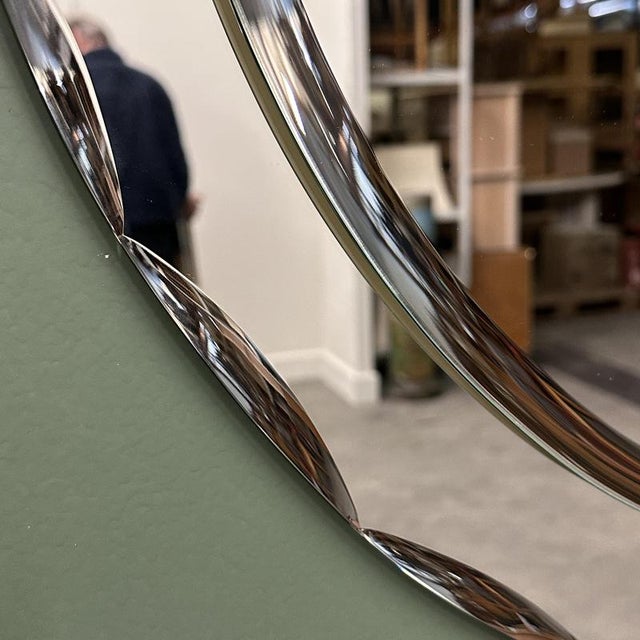 Italian Oval Mirror with Faceted Glass Frame from Crystal Arte, 1970s For Sale - Image 6 of 16