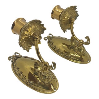 Vintage Solid Brass Candle Sconces With French Style Bows and Scrolls Design - a Pair For Sale