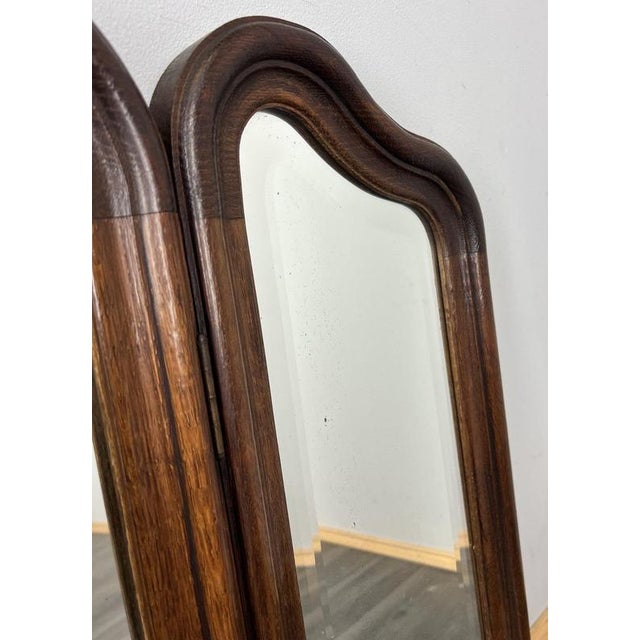 Wood Antique French Rocaille Style Carved Oak Wall Mirror For Sale - Image 7 of 11