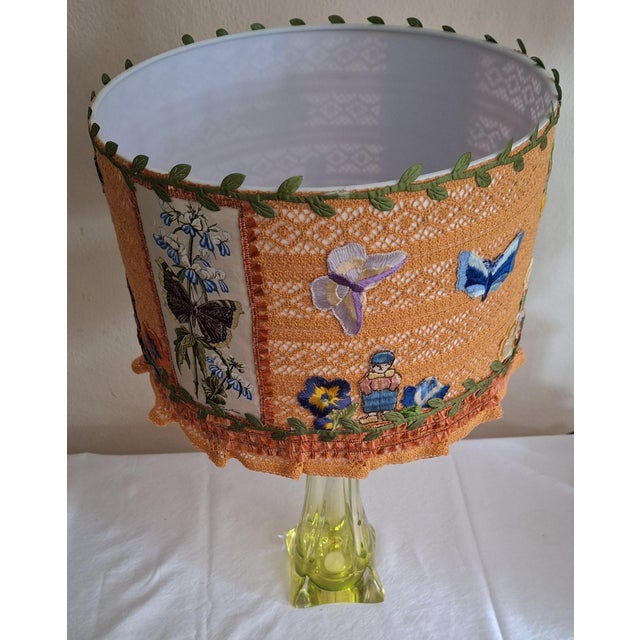 Vintage Table Lamp with Green-Backed Crystal Glass Base from Val St Lambert, 1970s For Sale - Image 6 of 13