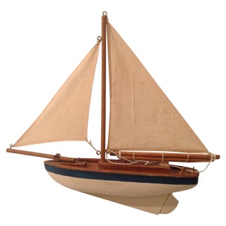 Canvas Sail & Wood Boat Model For Sale