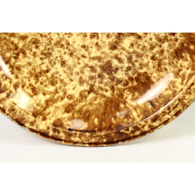 Brown 19th Century Pair of Rockingham Glaze Spatterware Yellowware Pottery Plates For Sale - Image 8 of 17