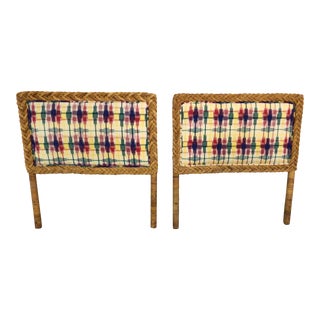 1970s Vintage Twin Rattan Headboards - A Pair For Sale