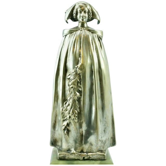 Metal Leo Laporte Blairsy Art Nouveau Silver Overlay Bronze, 1903 For Sale - Image 7 of 7