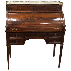 18th Century Louis XVI Mahogany and Brass Mounted Bureau a Cylindre