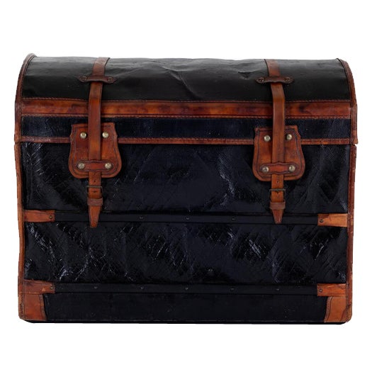Large Leather Steamer Trunk For Sale