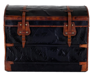 Large Leather Steamer Trunk