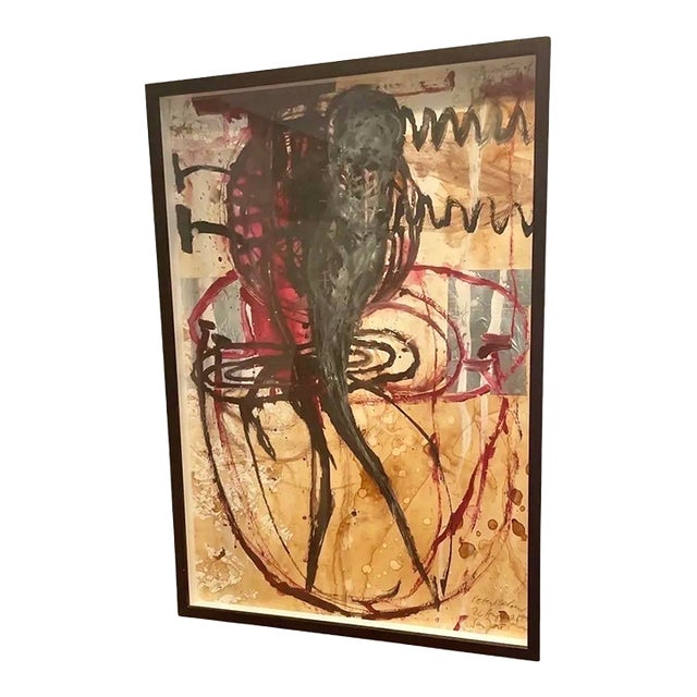 Peter Below 1990s Abstract Mixed Media Painting Framed For Sale