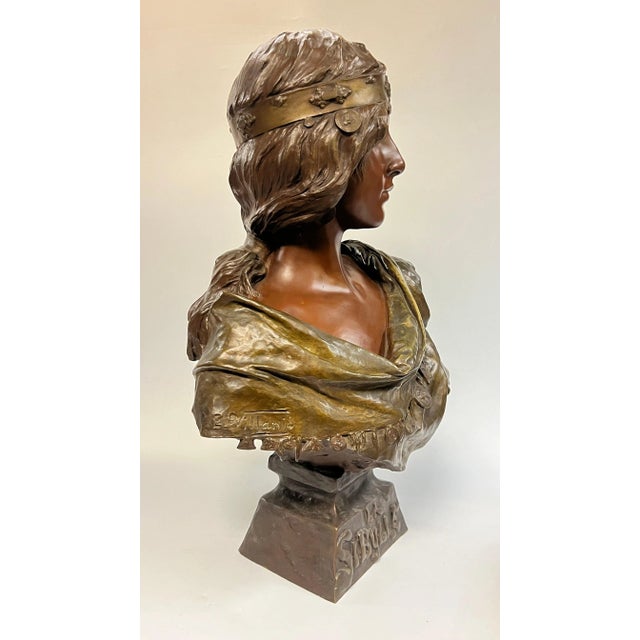 Exceptional antique (late 19th century) bronze bust sculpture of Sibylle after the original by the French master, Emmanuel...