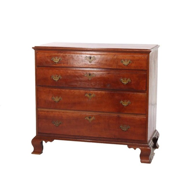 Chippendale Antique Chippendale Cherry Graduated 4-Drawer Chest C1800 For Sale - Image 3 of 13