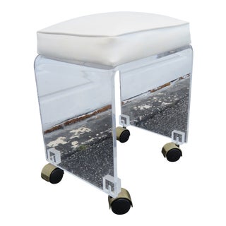 Mid Century Modern Vintage Lucite Vanity Stool Bench For Sale