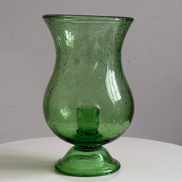 Green Blown Glass Candleholder from the Biot Glassworks For Sale - Image 6 of 6