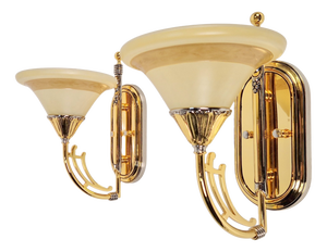 Art Nouveau Regency Brass Wall Lamps by Bejorama Lighting, Spain, 1970s, Set of 2
