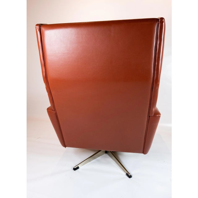 1960s Danish Red Brown Leather Easy Chair, 1960s For Sale - Image 5 of 10