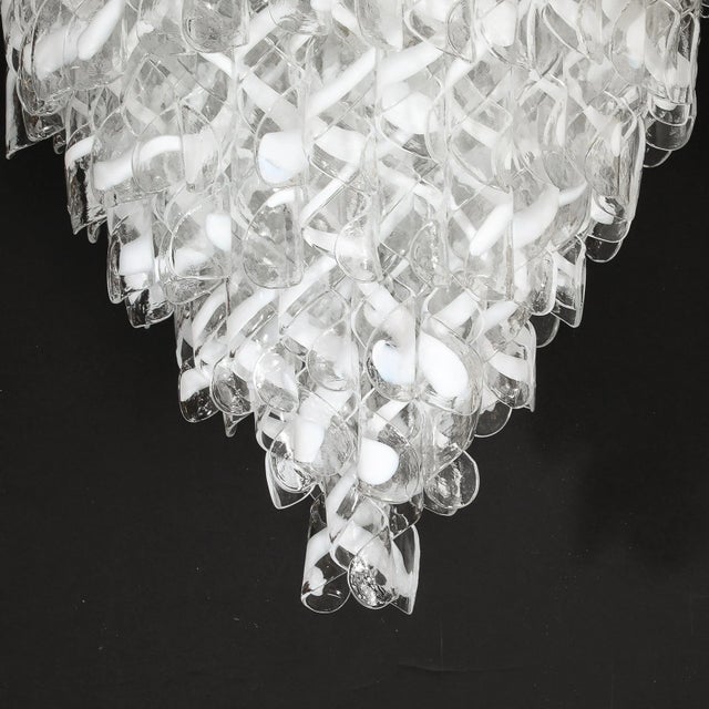 Modernist Hand-Blown White and Translucent Murano Glass Torciglioni Chandelier For Sale - Image 12 of 12