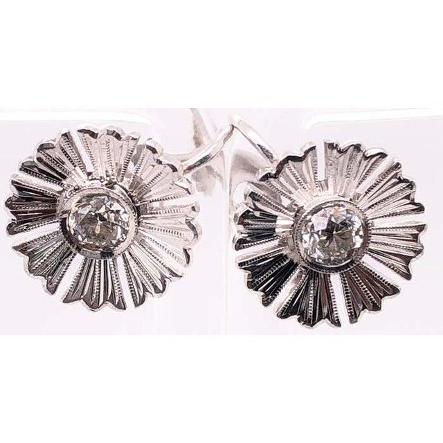 Metal 14 Karat White Gold Fashion Non Pierce Earrings With Diamonds For Sale - Image 7 of 9