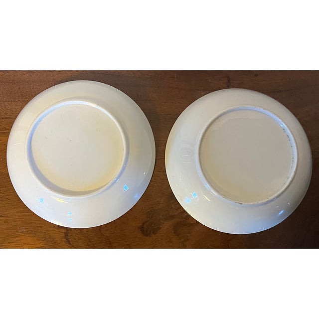 Ceramic Antique 19th Century English Regency Porcelain Saucer Dishes With Adam Buck Domestic Scene in Puce Purple Circa 1810 - A Pair For Sale - Image 7 of 8