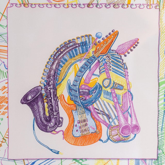 Light Pink Framed Chevaloscope Hermes Scarf For Sale - Image 8 of 12